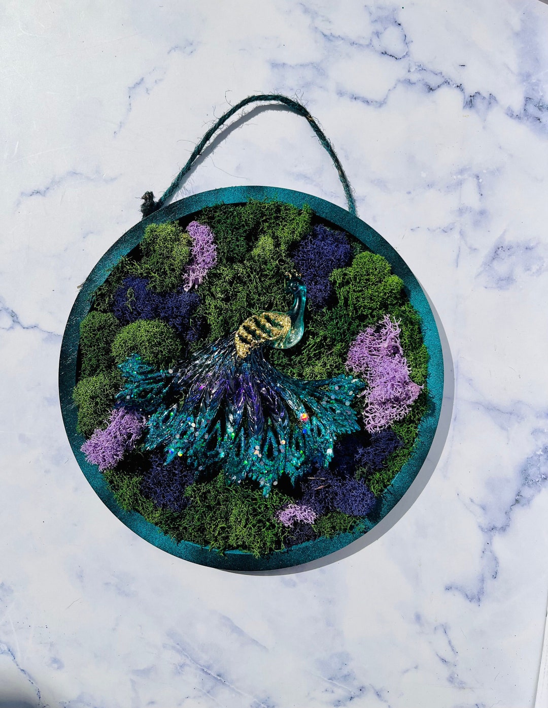 Peacock Wall Art Vintage Peacock Wall Art Moss Art Rustic Farmhouse Decor Wall Hanging Moss