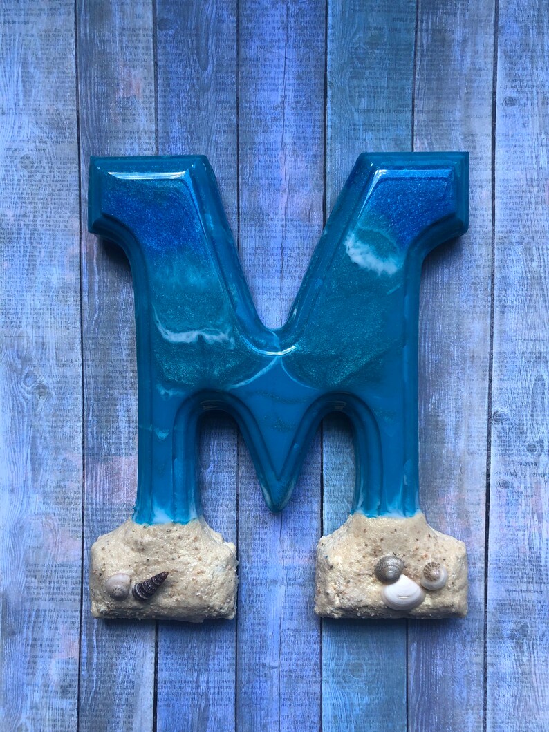 Beach Themed Letter Art Monogram Initial Decor Coastal Etsy