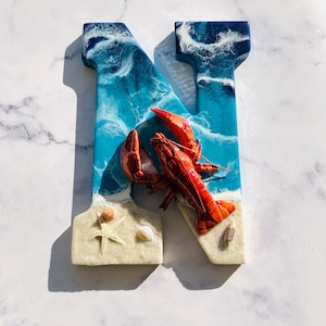 Personalized Resin Lobster Letter: 3D Beach Coastal Wall Decor