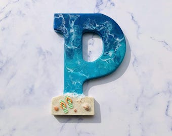 Pick Any Letter | Hanging Beach Resin Letter | Flip Flops Decor |