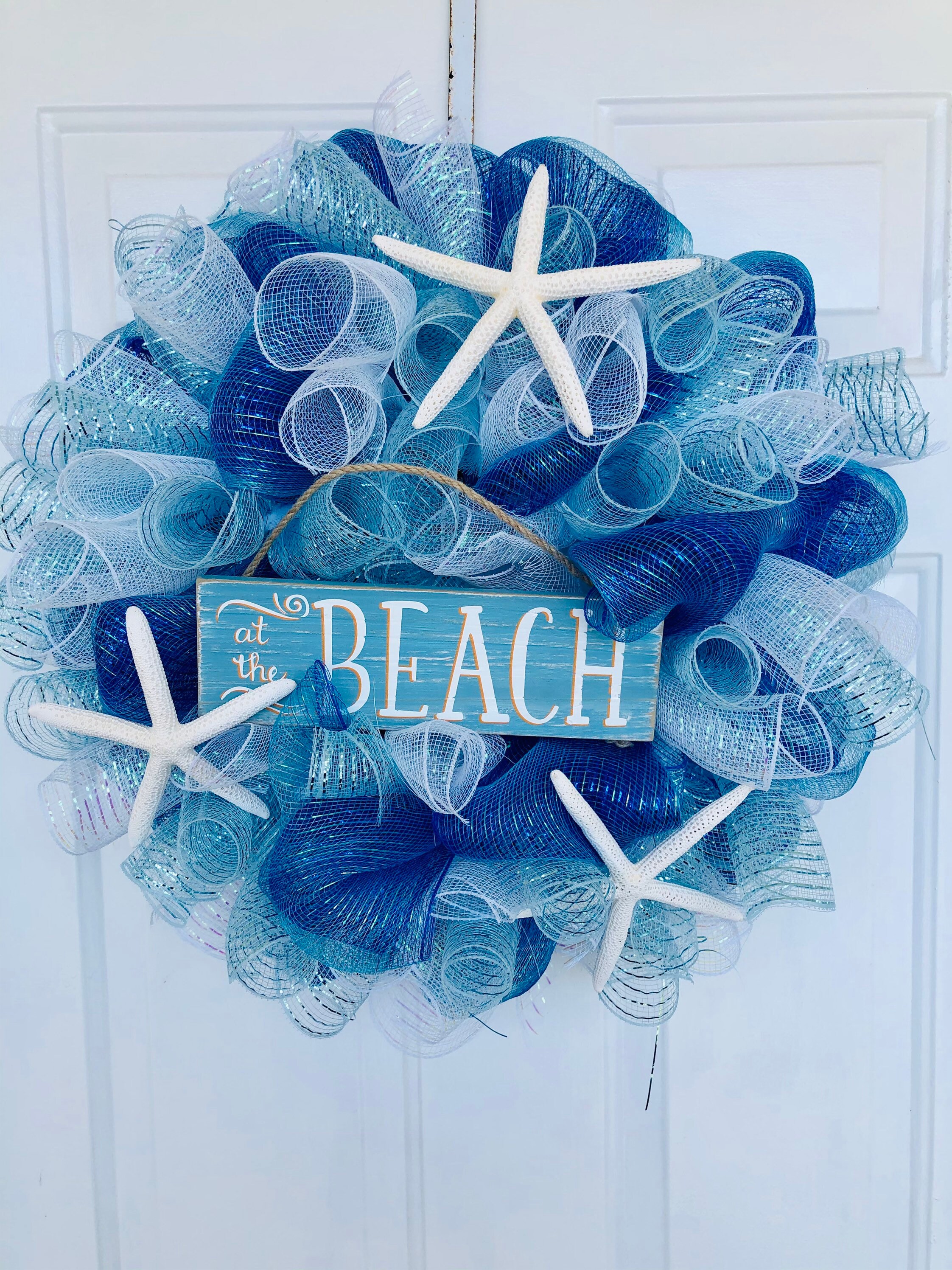 Corona de playa para la puerta principal / Corona de playa con | Etsy