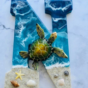 Regalos personalizados de tortuga grande para mujeres / Letras de resina / Arte de pared de tortuga marina / Regalos de tortuga para niños / Regalos de tortuga para hombres / Hecho a mano