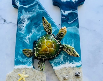 Personalized Large Turtle gifts for women | Resin Letters | seaturtle wall art | turtle gifts for kids | turtle gifts for men | handmade