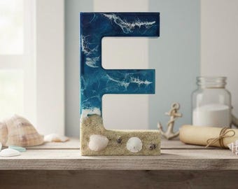 Letra a elegir: Letra de resina de 20 cm (8") de pie / Decoración náutica personalizada para mesa