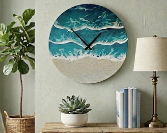 Personalized Beach Wall Clock | Coastal Home Decor | Large Nautical Clock (19.5")