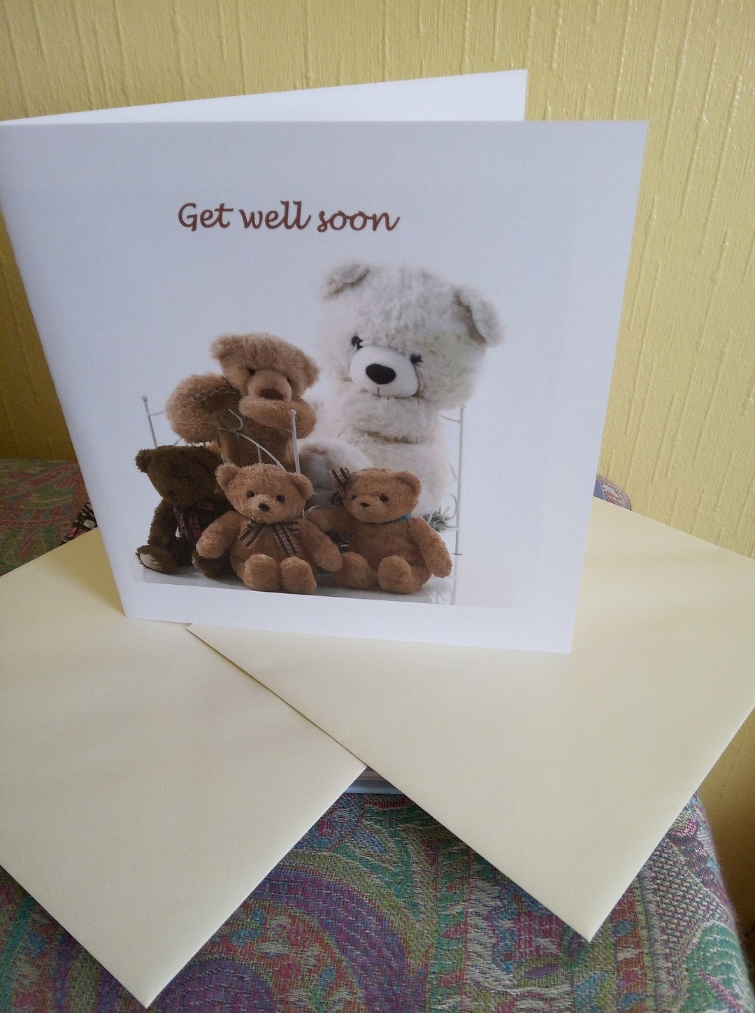 Get Well Soon Greetings Card of Teddy Bears Part of Teddies - Etsy