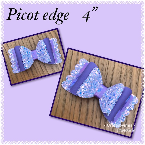 4 inch Plastic Hair bow template scalloped leaf tails