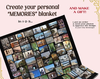 Personalized Photo Blanket with Custom Text on Request, a Perfect Gift for Friends, for Anniversary, Housewarming, Wedding or Family Reunion