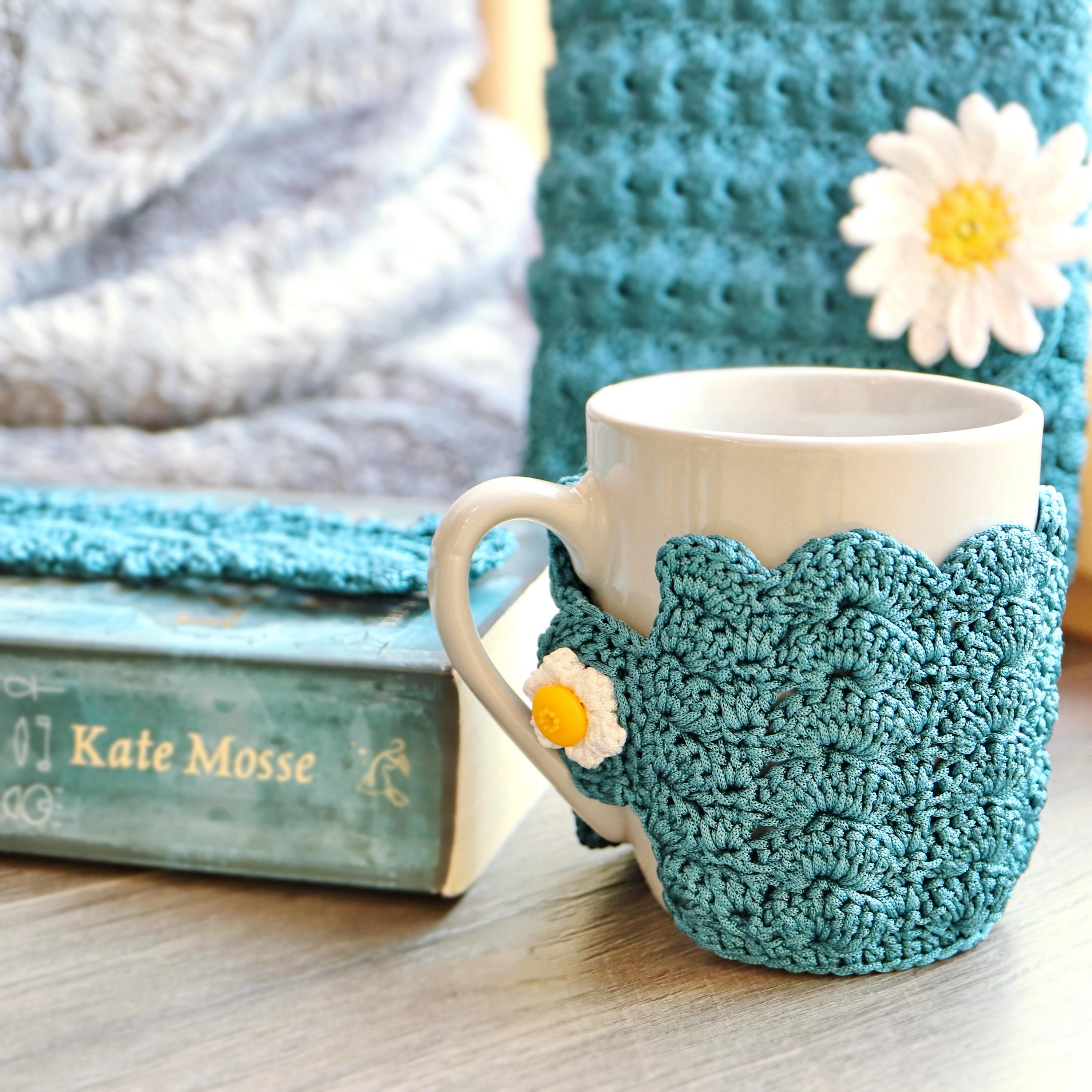 39 Crochet Button Patterns and Projects That Show Them Off 21 Crochet Mug Cozy