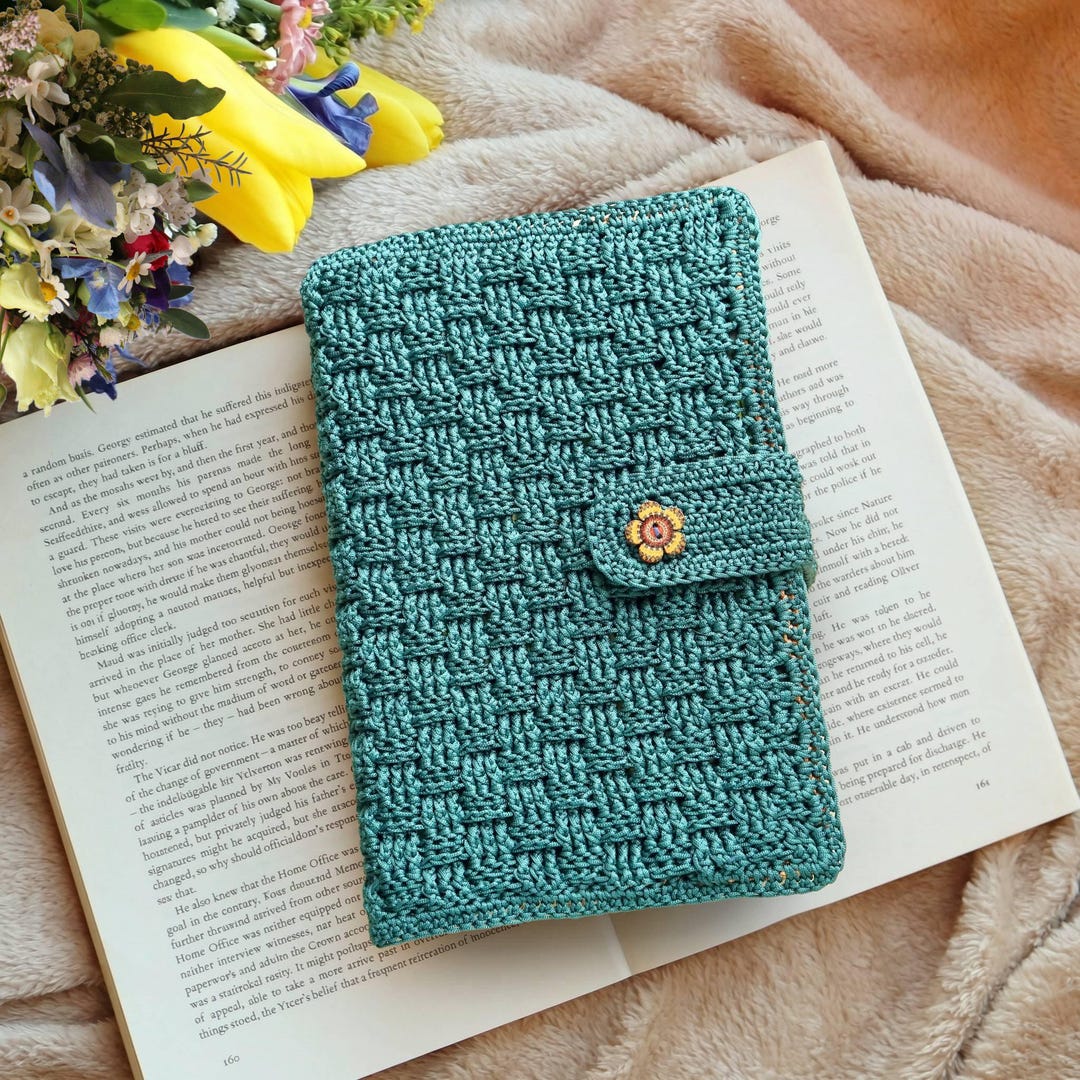 Crochet Book Cover Pattern: Basket Weave, Magnetic Strap Closure (PDF ...