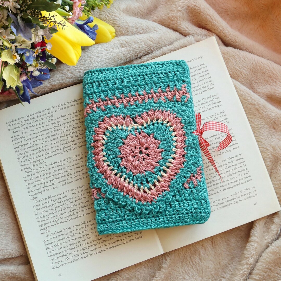 Crochet Book Cover Pattern, Ribbon Tie, Textured Stitch (PDF Pattern ...