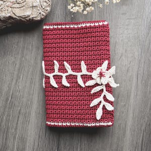 Häkelanleitung für einen Buchumschlag mit Blumenmuster, Blattkordel, DIY (PDF-Anleitung)