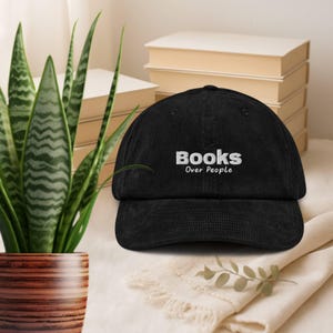 Custom Embroidered Corduroy Book Lover Hat: Introvert Gift