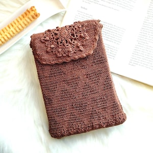 Crochet Book Sleeve Pattern PDF, Vintage Shell Border, Beaded Flap, Lace Crochet Book Cover, Cottagecore Bookish Gift