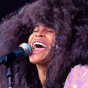 Erykah Badu Print. Original Digital Painting. Wall Decor. Famous Singers Portrait. Erica Abi Wright. Music Art. Modern Poster Pop Art