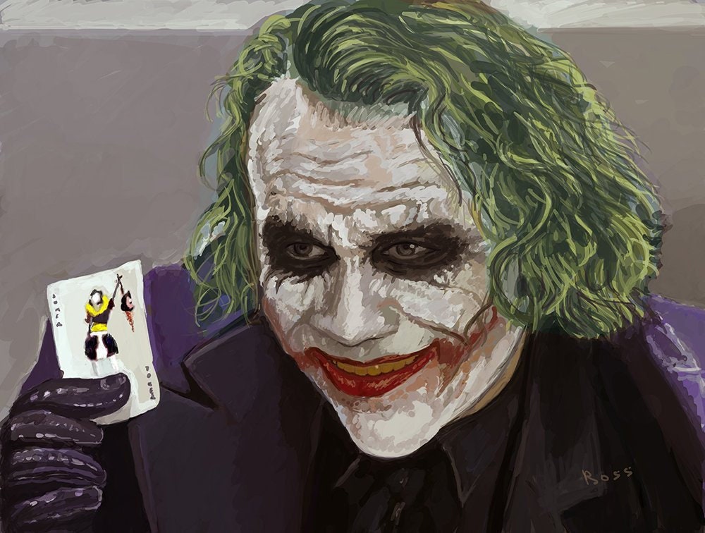 The Joker Digital Painting Print. Heath Ledger Joker Portrait. - Etsy