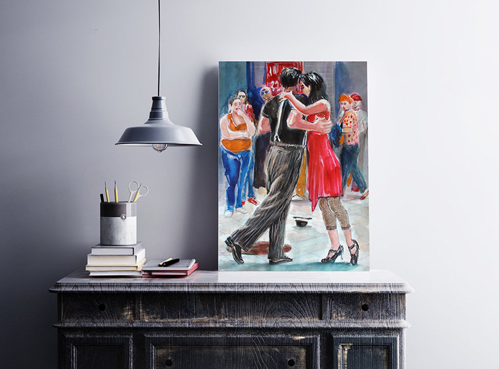 Tango Print By Original Watercolor Painting. Dancing People. | Etsy Watercolor People Dancing