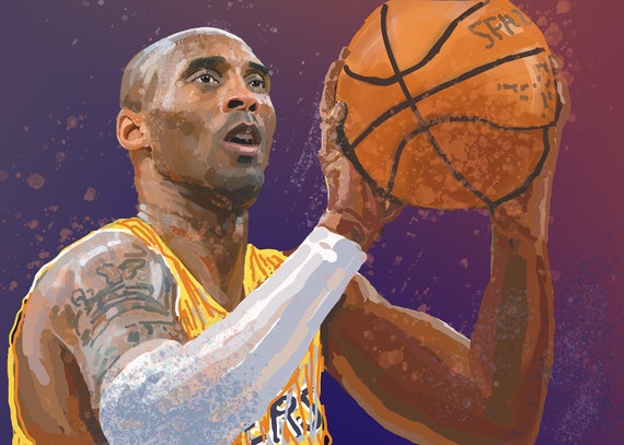 Kobe Bryant Print. Digital Painting. Basketball Player Print