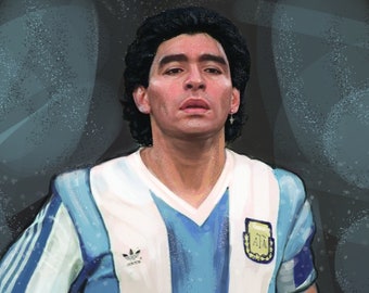 Diego Maradona Print. Digital Painting. Diego Armando Maradona. Football Player Sport Poster. Sport Wall Decor. Maradona Popart Portrait