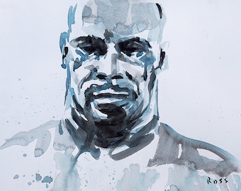 Mike Tyson Original Watercolor Print. Michael Gerard Tyson. Boxer Print. Sport Poster. Sport Art. Wall Decor. Abstract Portrait. Black White
