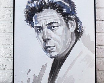 Benicio del Toro Original Watercolor Print. Cinema Art. Cinema Poster. Movies Prints. White and Black Wall Decor. American actor Portrait