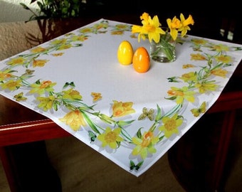 Tischdecke Mitteldecke Frühling Ostern Sommer Blumen Modern 80 x 80 cm Neu