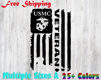 12 INCH decal USA US MARINES COMBAT VETERAN Marine Vet decal sticker