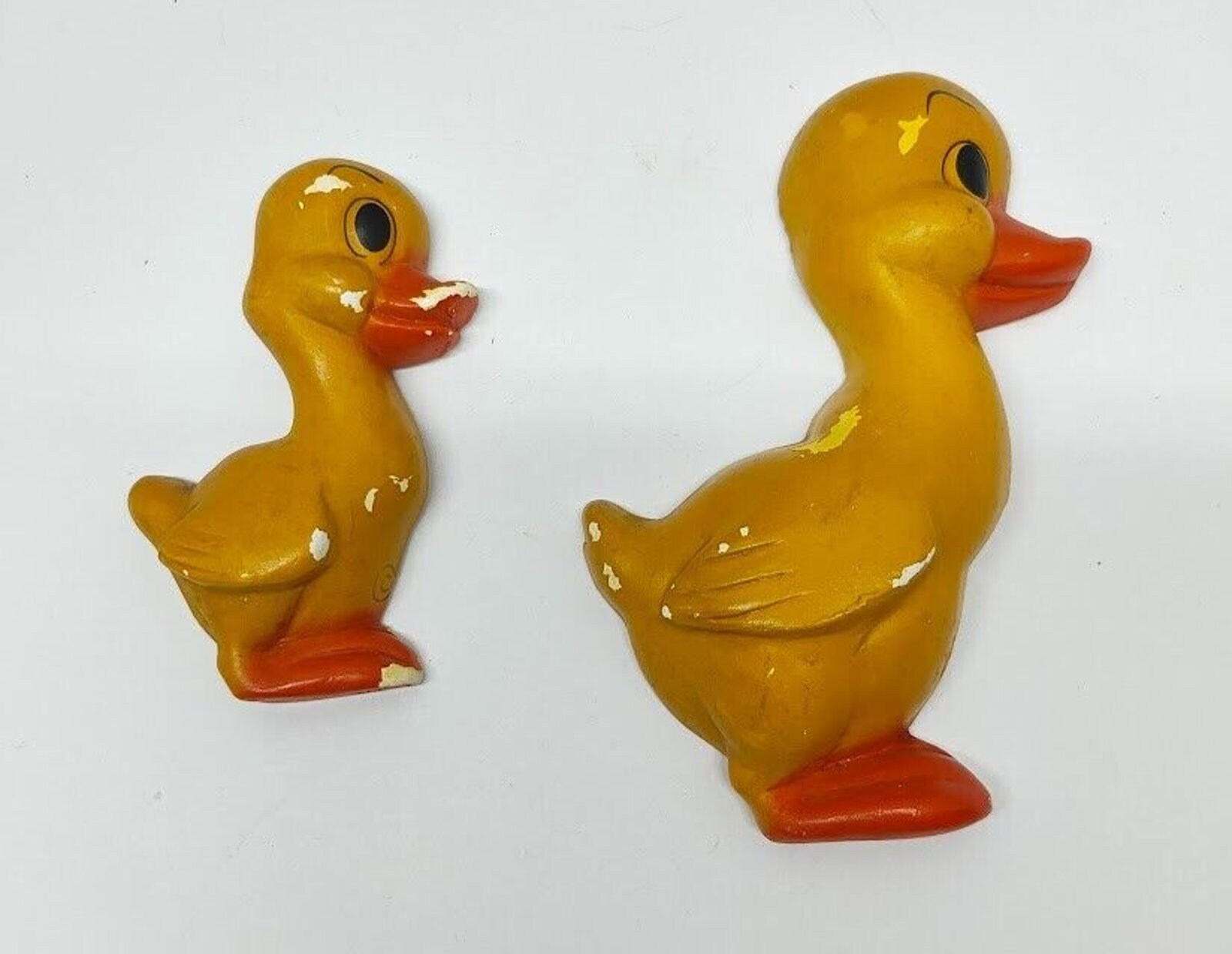 Vintage Miller Studios Chalk Ware Ducklings Wall Decor Yellow Mid Century 1963