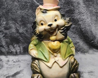 Vintage Brush McCoy Squirrel w/ Top Hat Cookie Jar, Made in USA