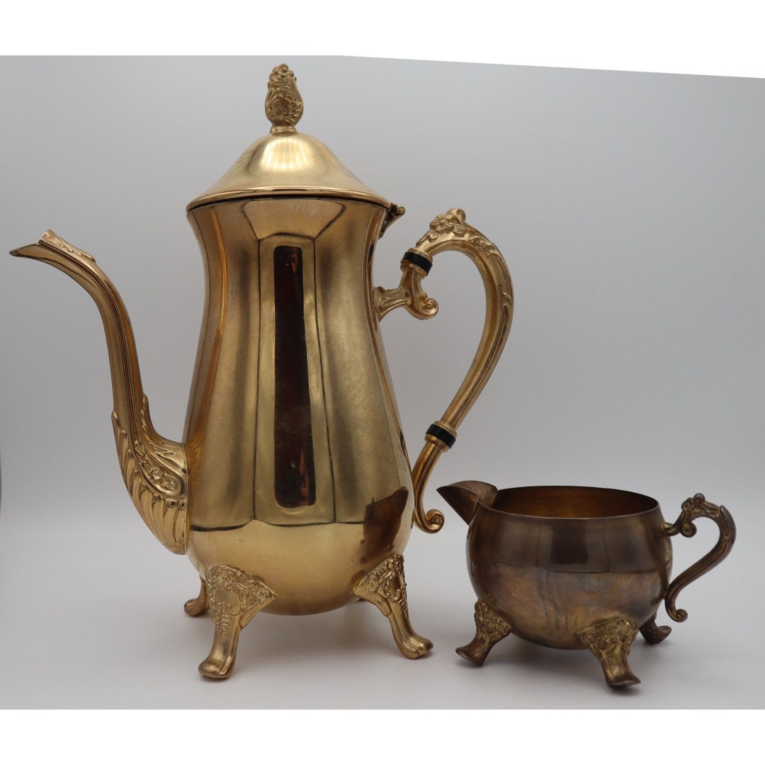 INTERNATIONAL SILVER CO. Teapot Set Gold Plated Clawfoot Hong Etsy