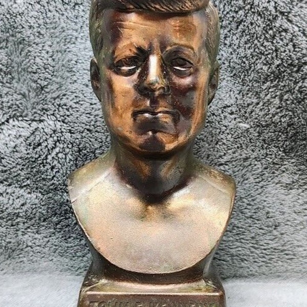 John F. Kennedy President JFK Head Sculpture Bronze Bust 1917-1963 6” Tall Rare