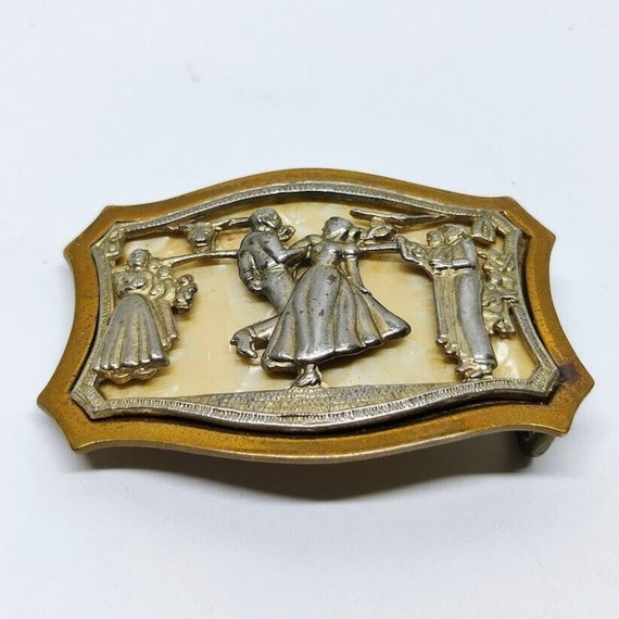 Buckled belt with dancing couple design Dance Couple Buckle - Etsy main image 3