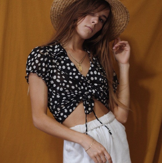 Dalmatian Top // Black & White Polka Dot Top // P… - image 8