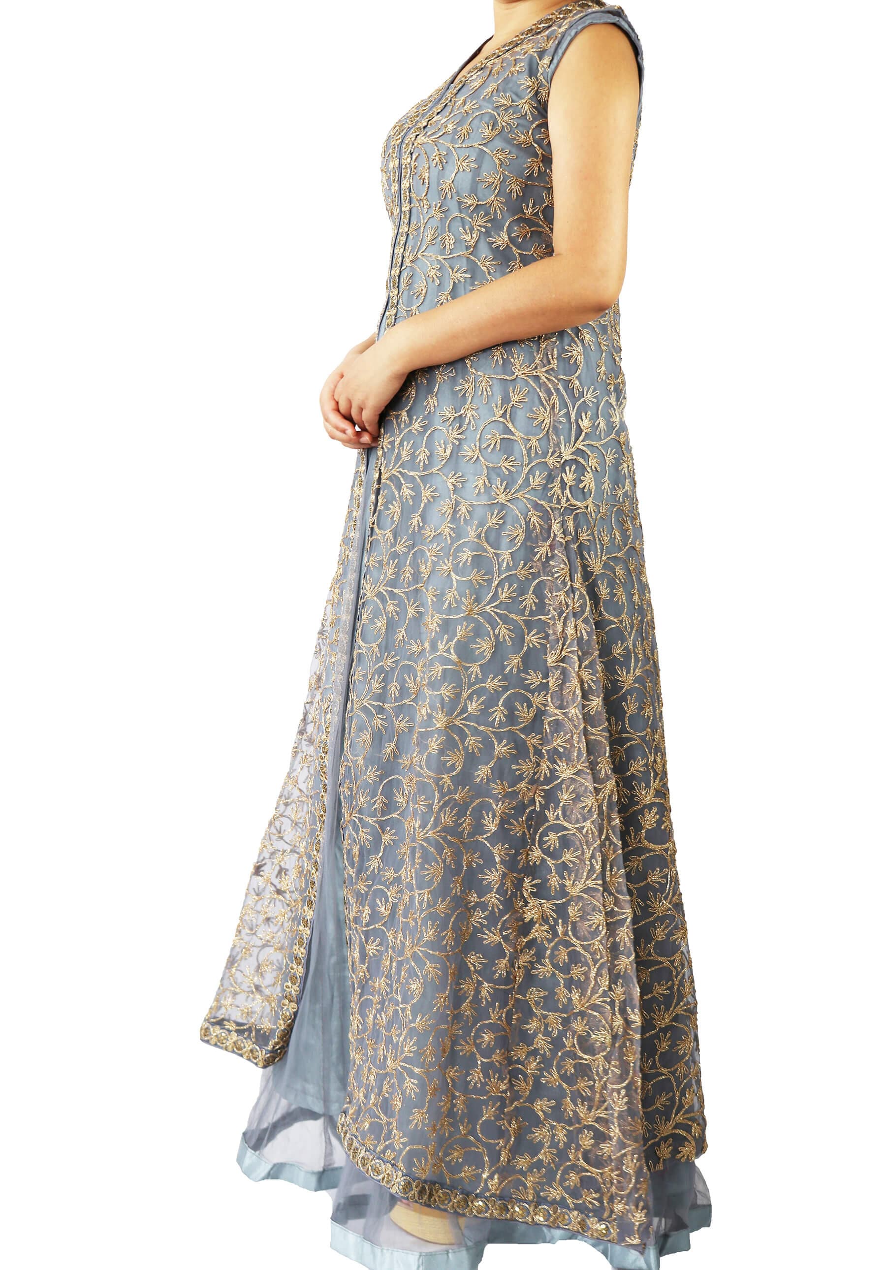 Girls Indian Ethnic Designer Malai Satin Z Blue Party Wear Gown at Rs 3200  in Indore
