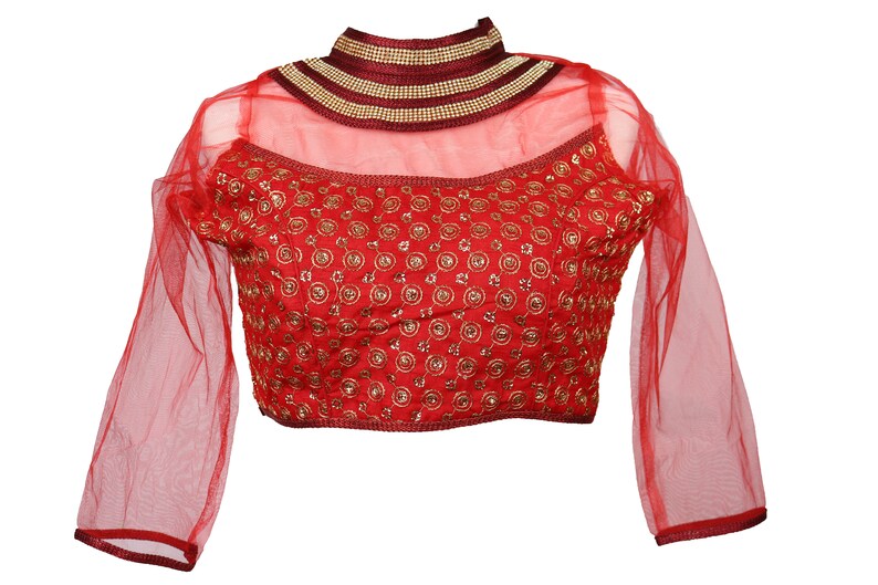 Gold Readymade Saree Blouse Net Gala Crop Top Party Wear Indian Blouse For Women