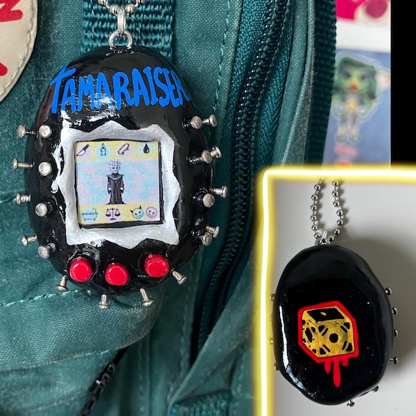 HELLRAISER TamaGoth (not real) keychain/bag jewelry, handmade horror movie, PinHead, Tamaraiser 90's pixel art, sculpture