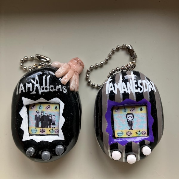 Wednesday /The Addams Family/ The Thing TamaGoth (not real) keychain/bag jewelry, handmade horror movie, 90s Tim Burton movie