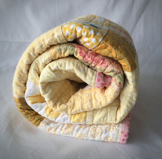 Handmade Yellow Patchwork Baby Quilt, Modern Nursery Bedding - Etsy