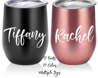 Vinyl Name Decals, Birthday Favors Decals, Wedding Party Decals, Wine Tumbler Decals, Skinny Tumblers, DIY Personalized Vinyl Decals