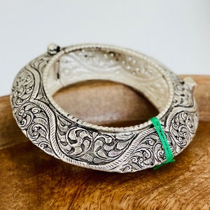 925 sterling silver  handmade unique style kada bangle- Oxidized Silver Jewelry-Ethnic tribal jewelry