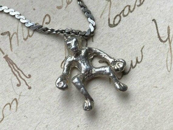 Vintage Antique solid silver small monkey charm p… - image 1
