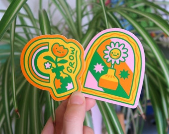 Grow & Sunflower | Glossy Vinyl Sticker