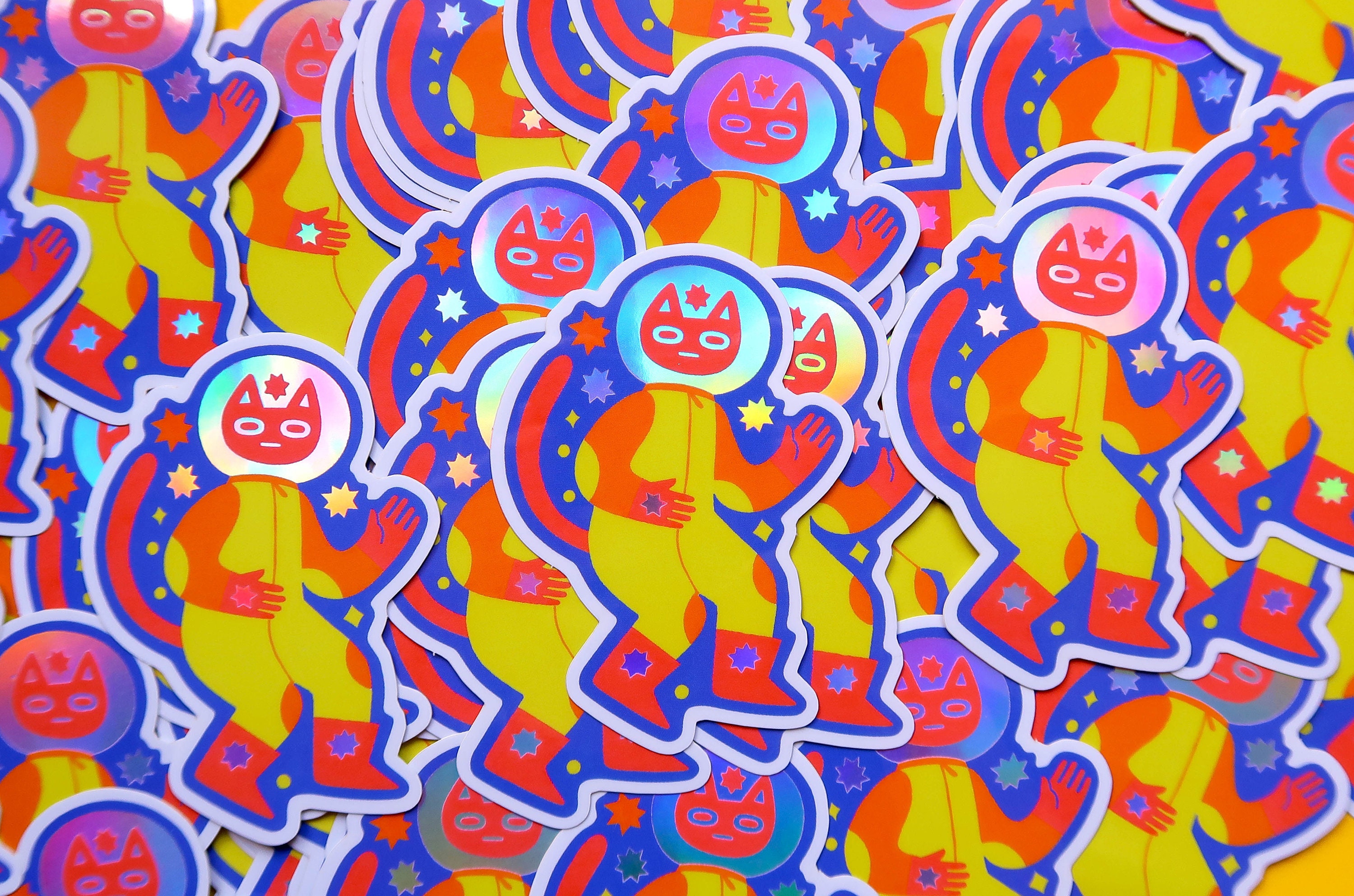 Space Cat // Semi-holo Vinyl Sticker
