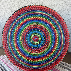 Hand Painted Acyrlic Dot Mandala Canvas