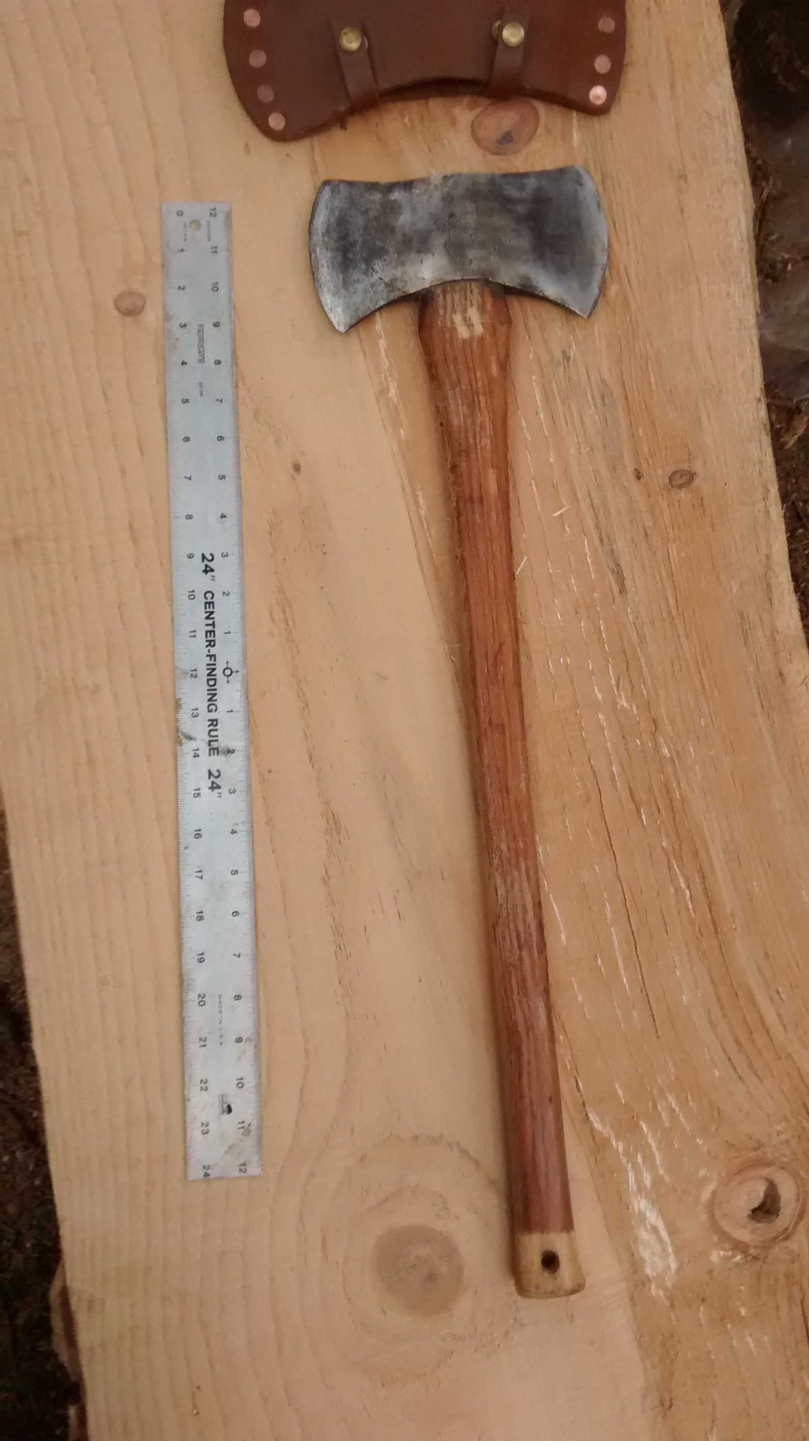 Kelly Works Stiletto Axe Cruiser 2.2 Pounds Custom Sheath Excellent