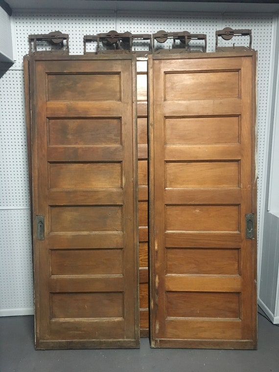 Vintage Victorian Pocket Doors w/ Rollers Original Hardware Etsy