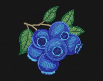 Digital, Blueberry, Machine Embroidery Design, 4 sizes