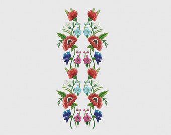 Digital, Flowers, Ornament Designs, Border, Folk, Ethnic, Machine Embroidery Design, 3 sizes