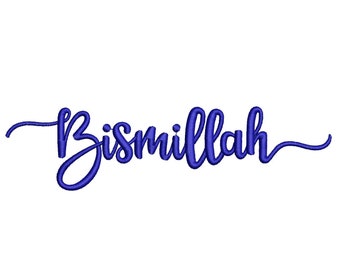 Digital, Bismillah, In the Name of Allah, Basmala, Arabic, Calligraphy, Lettering Design, Machine Embroidery Design, 5 sizes