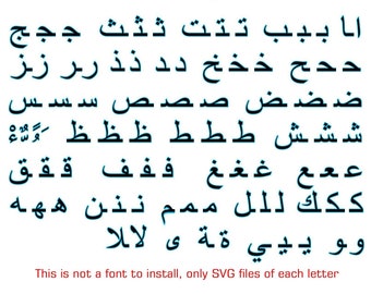 Numérique, Conception vectorielle, Toutes les lettres arabes, Début, Milieu, Fin, Alphabet avec Harakat, EPS, SVG, PNG